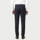 Men's Navy Blue Slim Fit Flat-Front Formal Trousers, Navy Blue, small