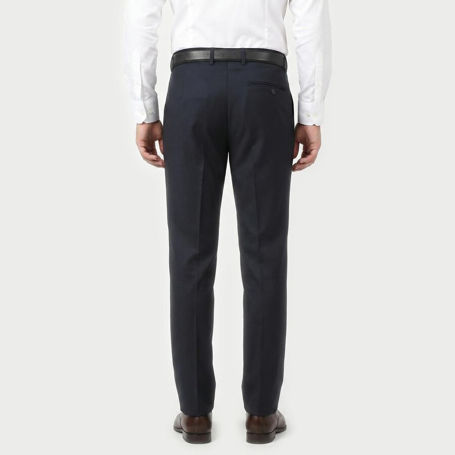 Men's Navy Blue Slim Fit Flat-Front Formal Trousers, Navy Blue, large