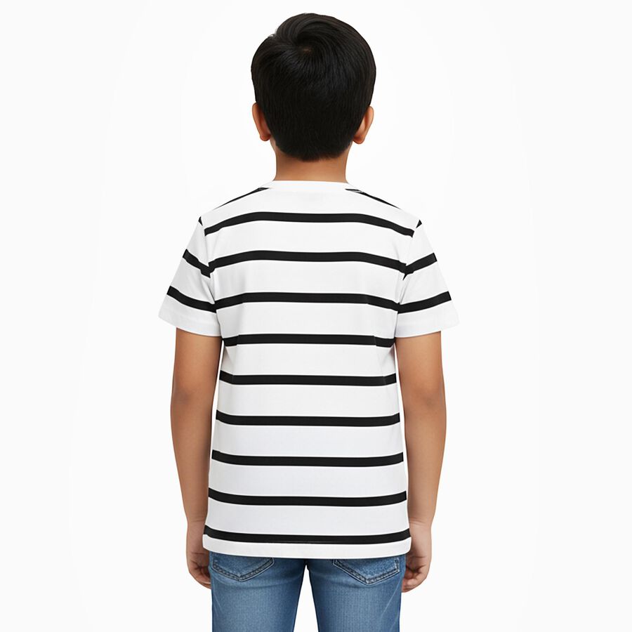 Boys' 100% Cotton Half Sleeves T-Shirt, White, large image number null