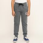 Boys' Muted Charcoal Grey Striped Drawstring Pyjama, टील ब्लू, small image number null