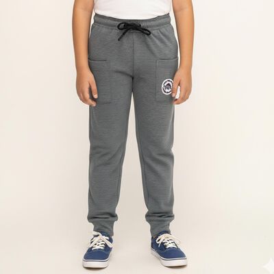 Boys' Muted Charcoal Grey Striped Drawstring Pyjama