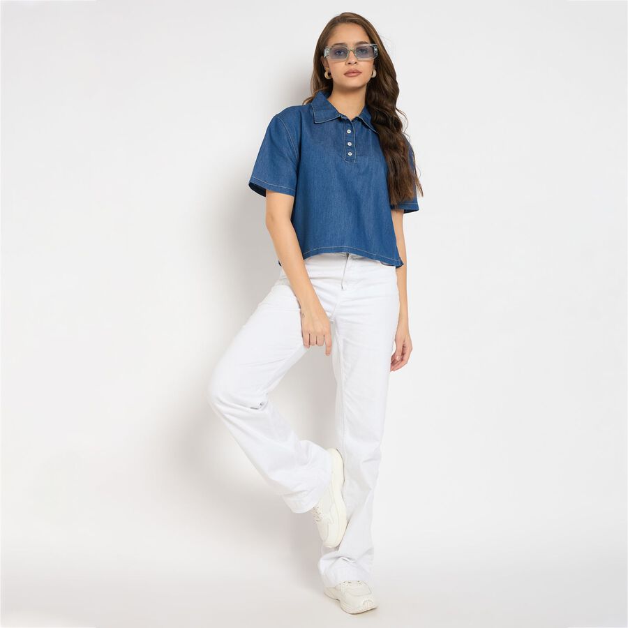 Ladies' Shirt, मध्यम नीला, large image number null