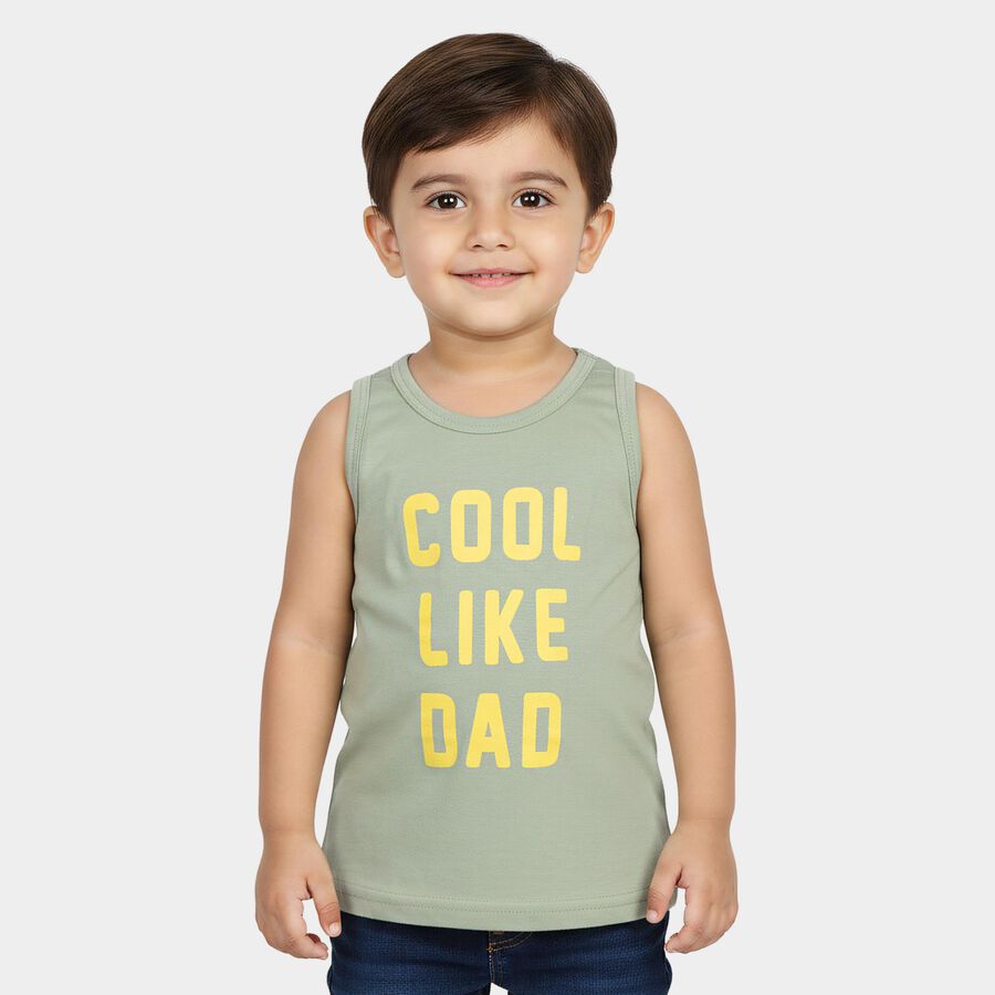 Infants Green Cotton Vest, Light Green, large