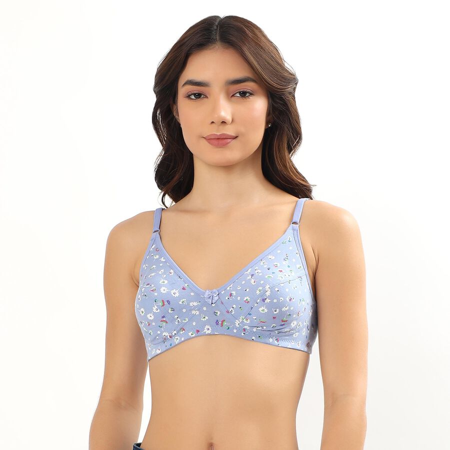 Ladies' 100% Cotton Bra , Light Blue, large image number null