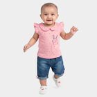 Infants Pink Cotton Round Neck Tank Top Set Upper and Bottom Set, गुलाबी, small