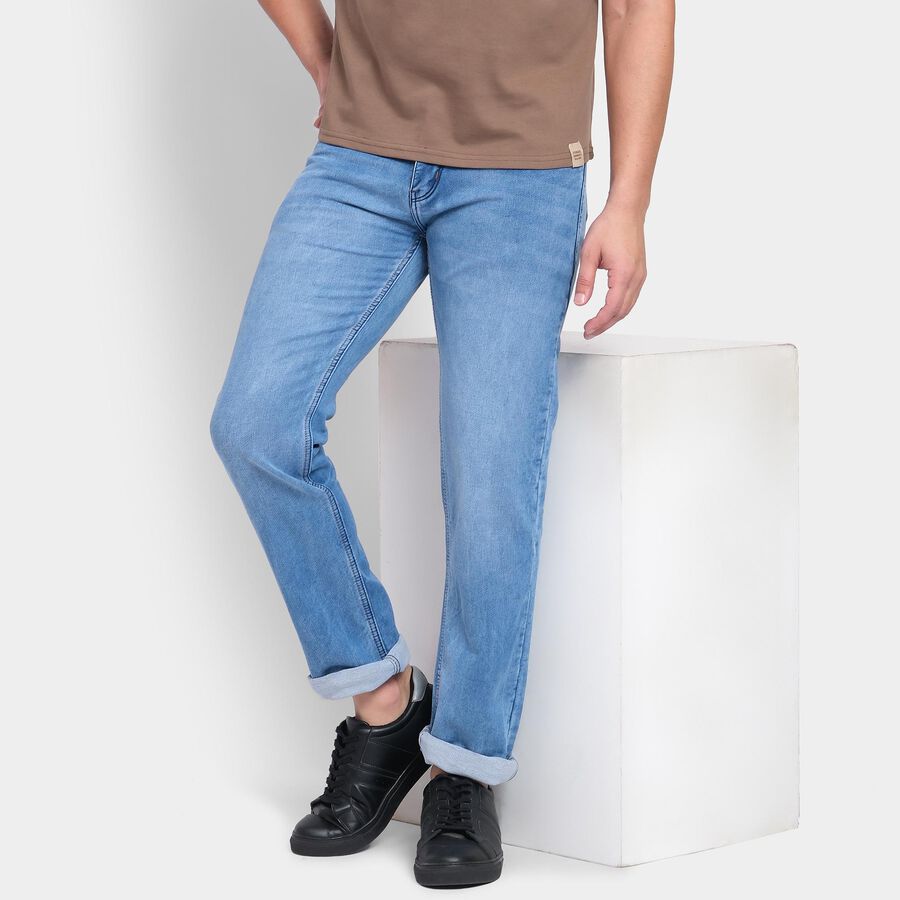 Men's Slim Fit Jeans , मध्यम नीला, large image number null