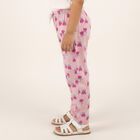 Girls' Light Pink Floral Printed Elastic Waist Pyjama, लाइलेक, small image number null