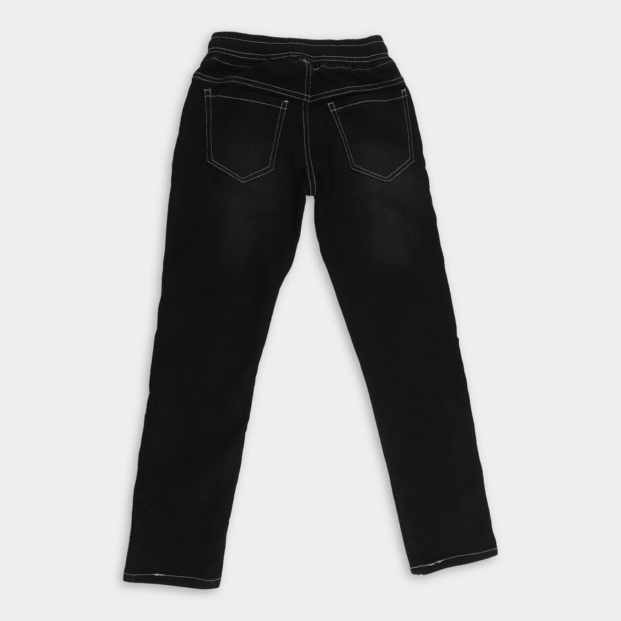 Boys' Jet Black Slim Fit Jogger Jeans, काला, large image number null
