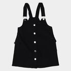 Girls' Black A-Line Button Front Pinafore Frock, काला, small