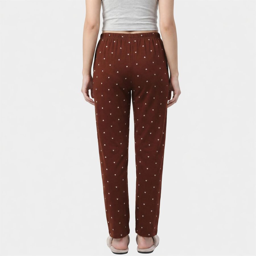 Women's Brown Straight Fit Heart Printed Pyjama, भूरा, large