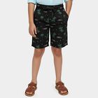 Boys' Black Cotton Regular Fit Bermuda Shorts, काला, small