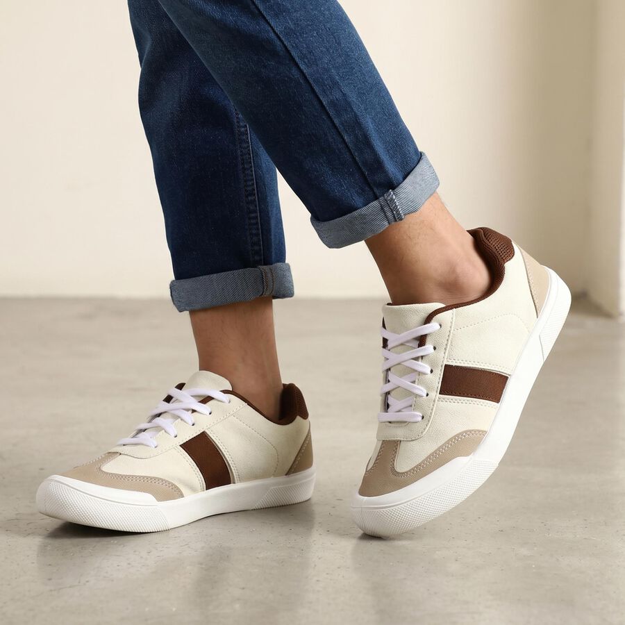 Boys' Brown Lace-Up Sneakers, भूरा, large
