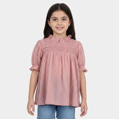 Girls Pink High Neck Romantic Top