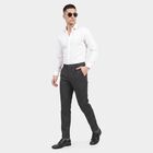 Men's Black Slim Fit Textured Chino Trousers, Black, small