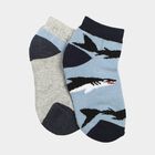 Boys' Ankle Length Pack of 2 Socks ( Grey, Blue ), Light Blue, small
