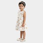Girls' White Floral Printed Fit and Flare Frock, Off White, small