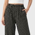 Women's Dark Grey Regular Fit Printed Palazzos, Dark Grey, small