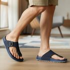 Men's Navy Blue Buckle Strap Thong Sandals, Navy Blue, small