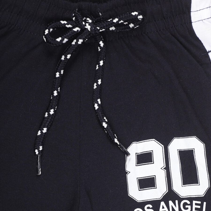 Boys' Jet Black Cotton Blend Printed Pyjama, नेवी ब्लू, large image number null