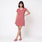 Women's Pink Round Neck T-Shirt Style Nighty, Pink, small