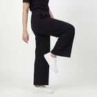 Women's Black Tapered Fit Elastic Waist Track Pants, Black, small