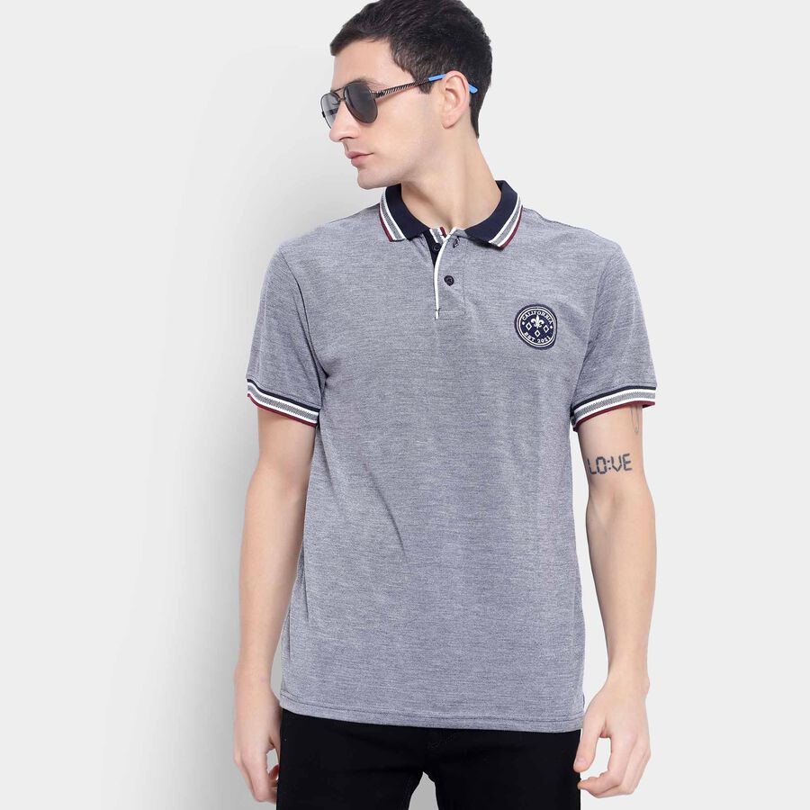 Solid Polo Shirt, Navy Blue, large image number null