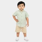 Infants' Beige Cotton Collar Baba Suit, गहरा पीला, small