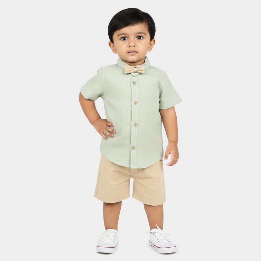 Infants' Beige Cotton Collar Baba Suit, गहरा पीला, large