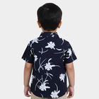 Boys Navy Blue Cotton Collar Regular Fit Shirt, Navy Blue, small