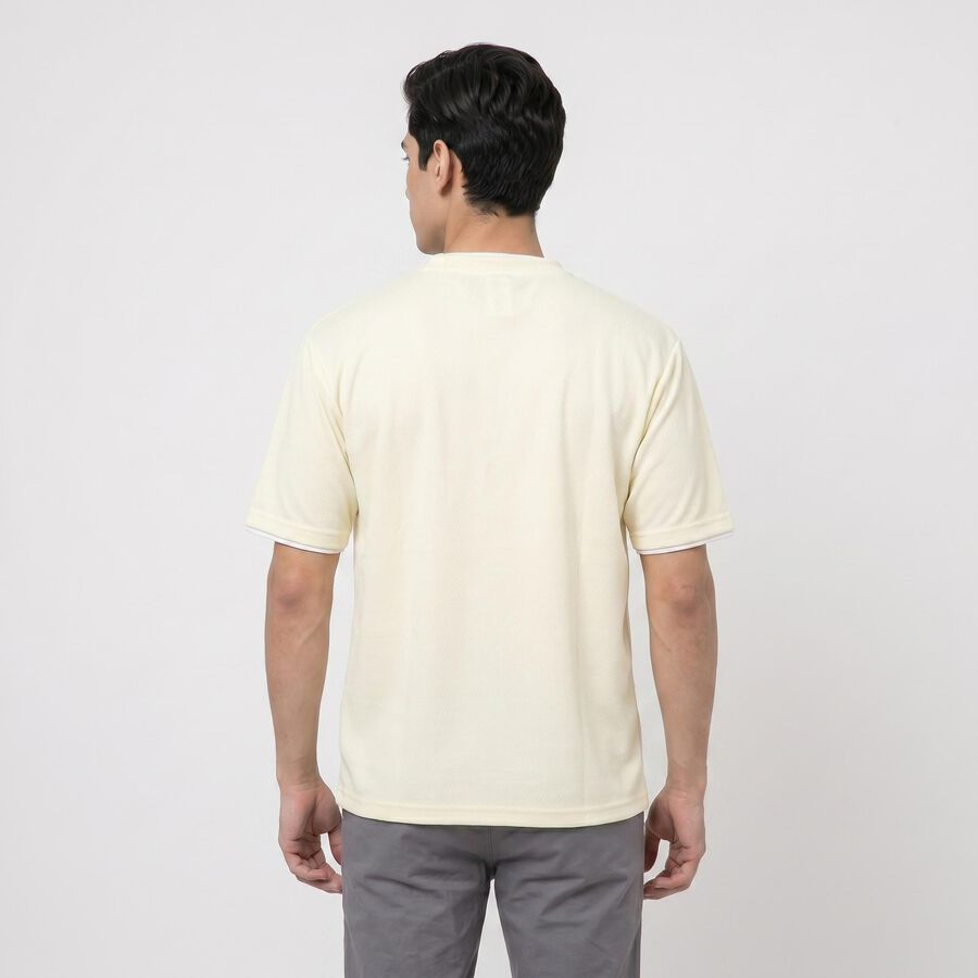 Men's Cream Crew Neck Regular Drifit T-Shirt, ऑफ व्हाइट, large