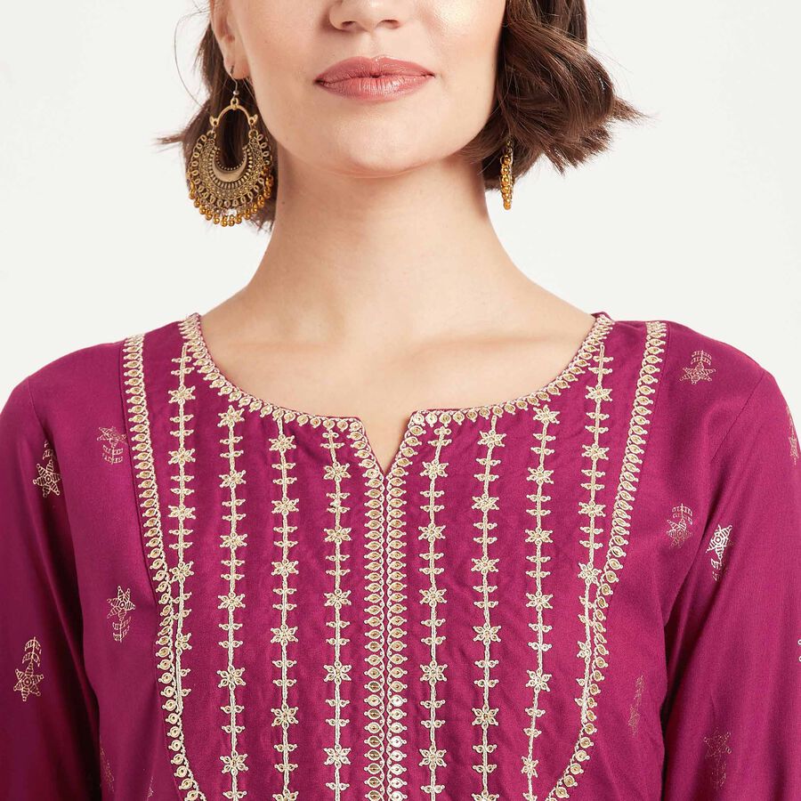 Printed Kurta, Wine, large image number null