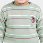 Infants Mint Green Crew Neck Striped Pullover, हल्का हरा, small