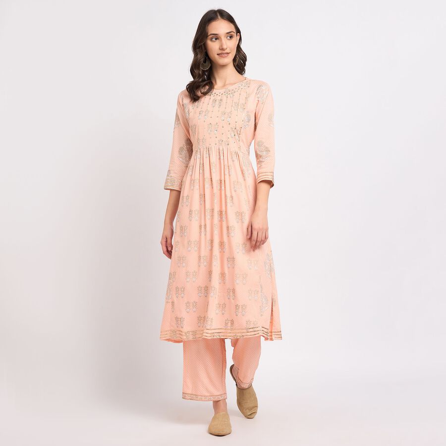 Ladies' Kurta Pyjama Set, Peach, large image number null