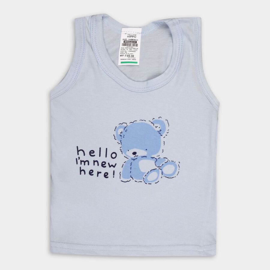 Infants' Cotton Vest, Light Blue, large image number null