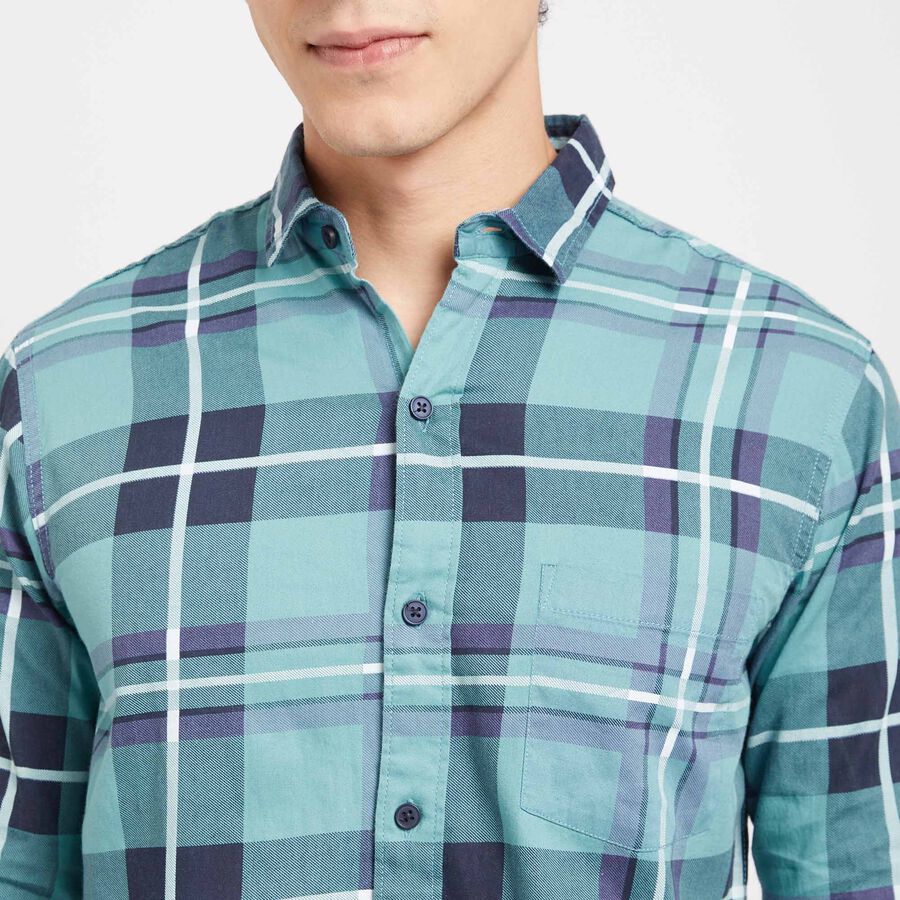 Cotton Checks Casual Shirt, Dark Blue, large image number null