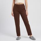 Women's Brown Straight Fit Polka Dot Print Pyjama, Brown, small