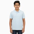 Boys Light Blue Polo Neck Casual T-Shirt, Light Blue, small
