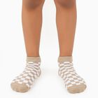 Boys' Beige and Black Regular Fit Checkered Ankle-Length Socks Pack of 2, White, small image number null