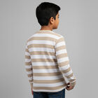 Boys Beige and White Round Neck Casual T-Shirt, भूरा, small image number null