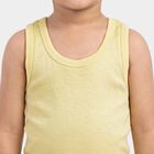 Boys Yellow Cotton Round Neck Vest, Yellow, small
