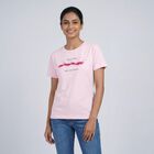 Women's Pink Cotton Round Neck Casual T-Shirt, हल्का गुलाबी, small