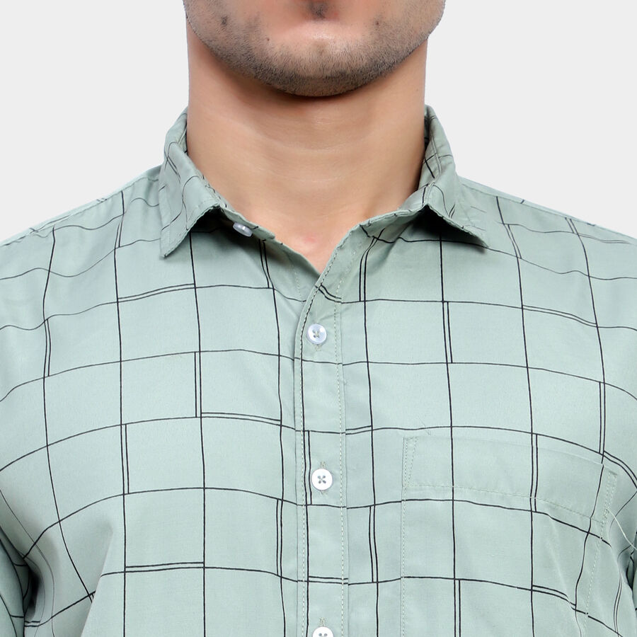 Checks Casual Shirt, Light Green, large image number null