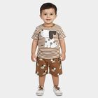 Infants' Beige 100% Cotton Neckline Baba Suit, Beige, small