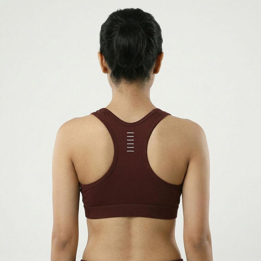 Women's Wine Scoop Neck Athleisure Sports Bra, Wine, large