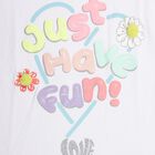 Girls' 100% Cotton T-Shirt, White, small