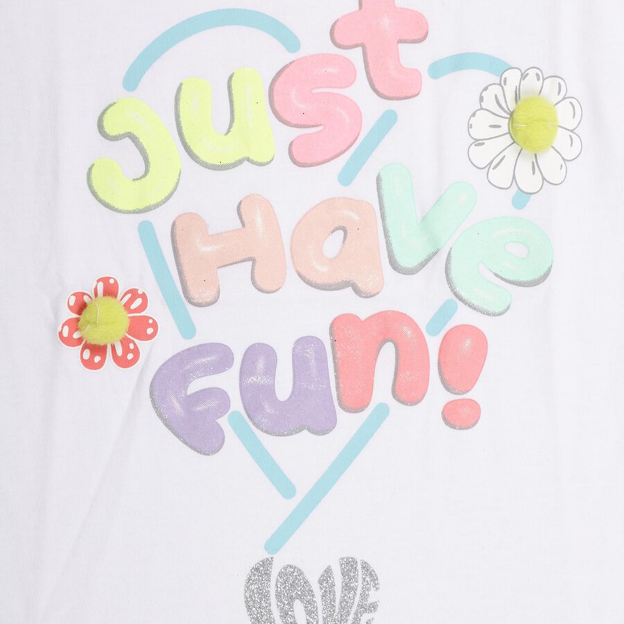 Girls' 100% Cotton T-Shirt, White, large