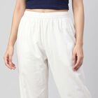Women's Off White Regular Fit Lace Hem Palazzos, Off White, small
