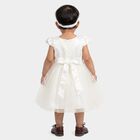Infants' White Fit and Flare Floral Applique Party Wear Frock, सफ़ेद, small