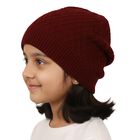 Girls Deep Maroon Knitted Winter Cap, Maroon, small image number null