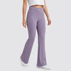 Women's Lilac Flared Fit Ribbed Tights, Lilac, small